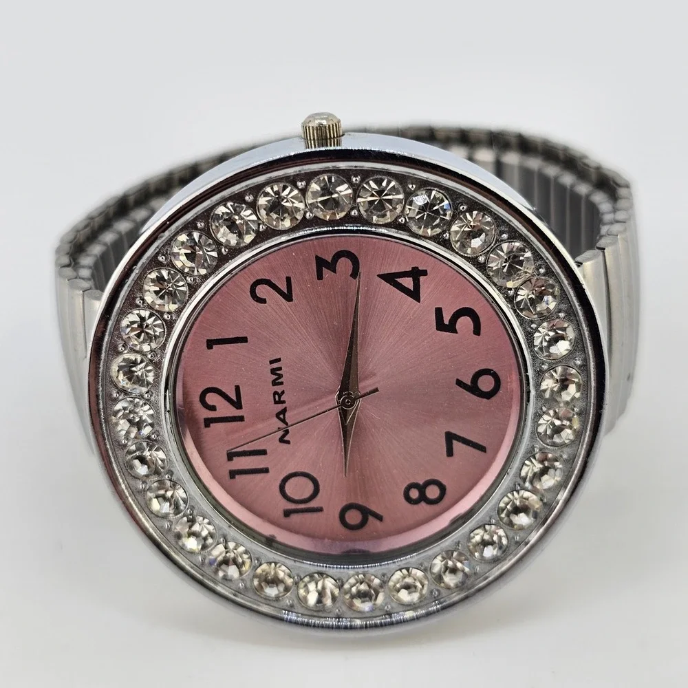 Narmi Women's Analog‎ Watch 48MM Pink Dial Gray Expandable Band 6